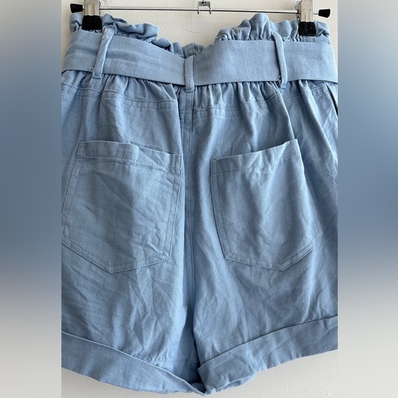 Good Luck Gem Paperbag High Waist Belted Shorts, Dusty Blue, Size Medium - Picture 14 of 16